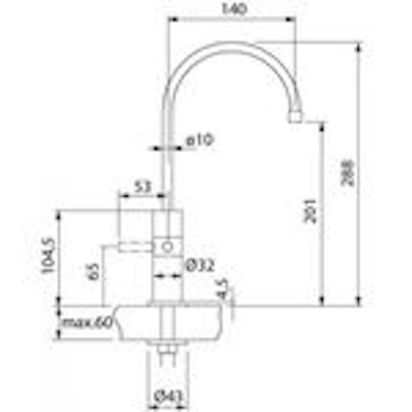 1-Weg-Wasserhahn-FRANKE--Edelstahl-massiv-technische-zeichnung