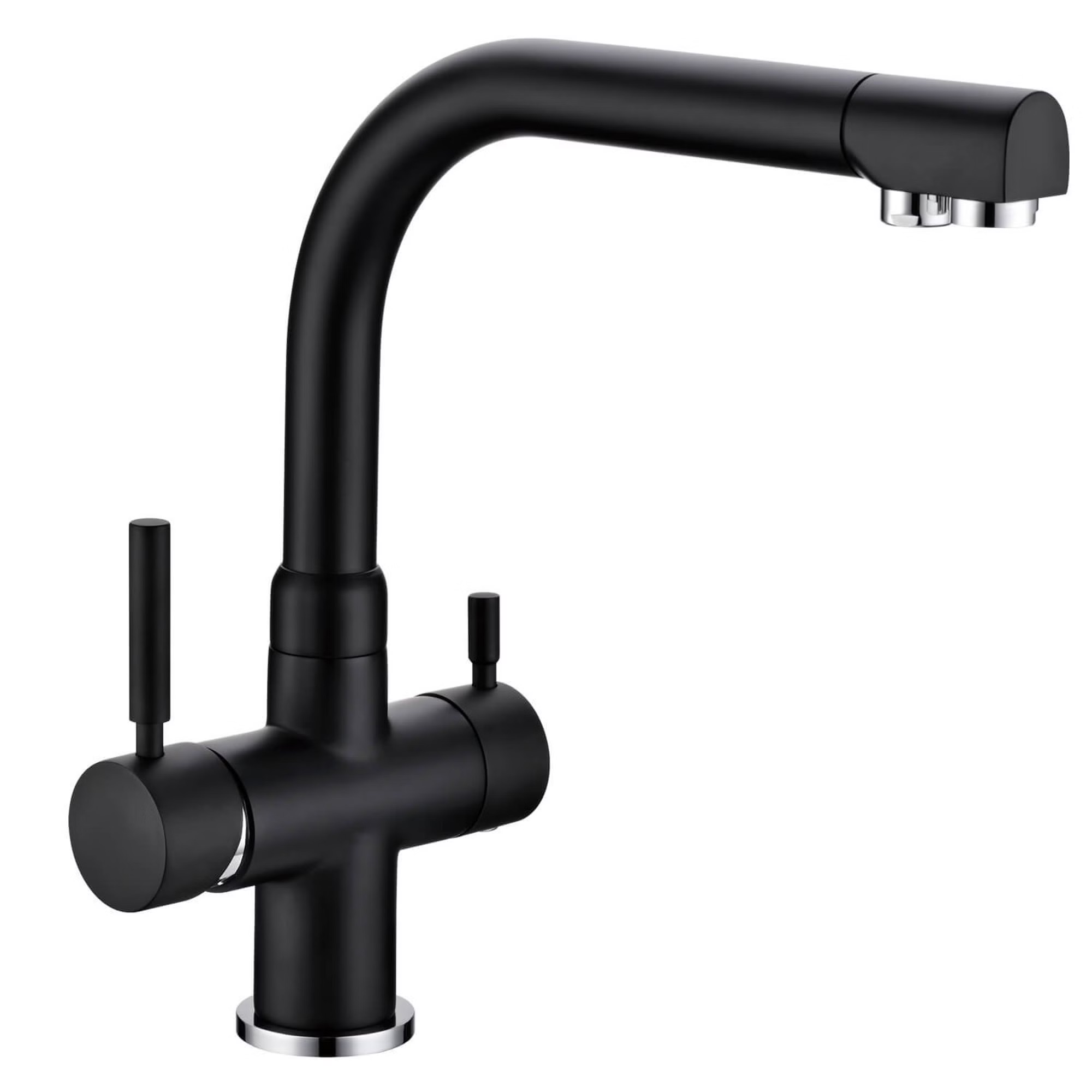 3-Wege-Wasserhahn DANUBIO Schwarz | L-Auslauf