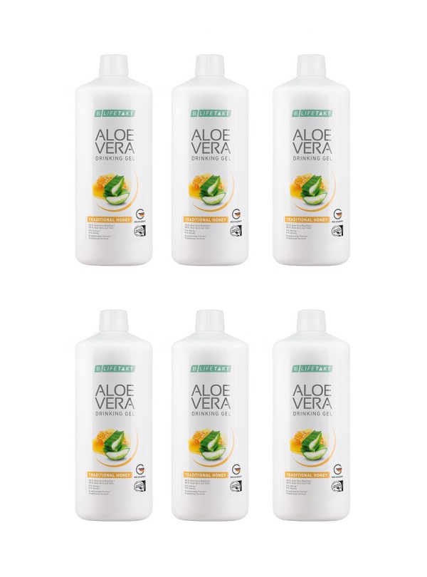 Aloe Vera Drinking Gel Traditionell mit Honig 6er Set